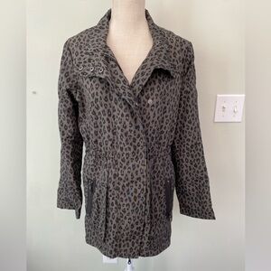 SOFT SURROUNDINGS XS LEOPARD ANIMAL PRINT RAIN COAT GRAY BLACK